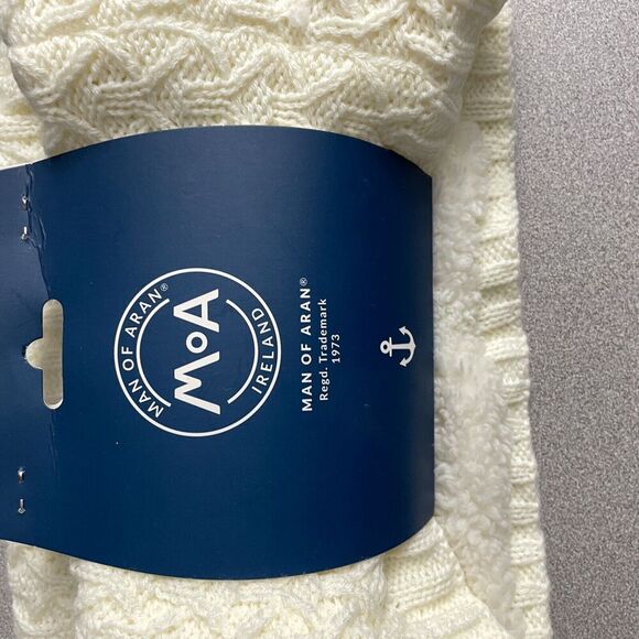 Man of Aran Neck Warmer Ivory Acrylic Cable Knit Lined Outdoors * - Picture 7 of 7